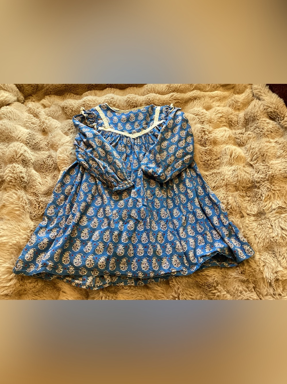 Mini Boden Blue Floral Peasant Blouse